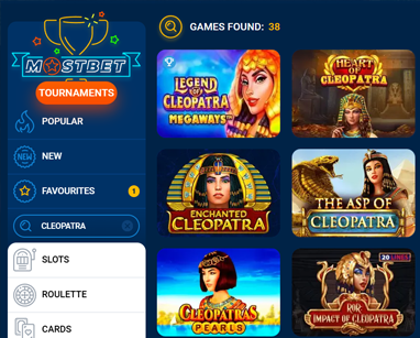 mostbet tournament cleopatra